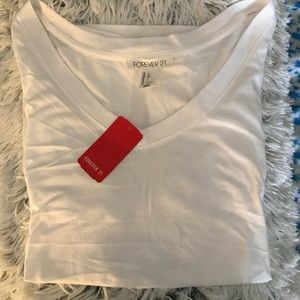 Forever 21 White V-Neck